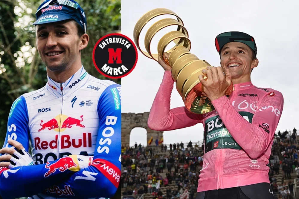 Jai Hindley, en la previa del Giro de este año y con el Trofeo Senza Fine 2026.