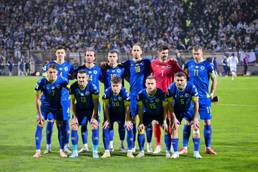 Bosnia's team ahead of their play-off win over Italy